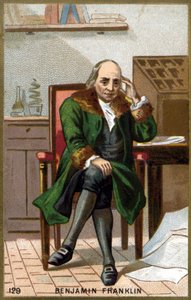 Portrét Benjamina Franklina (1706 - 1790). Chromolitografie konce 19. století. od Unknown artist