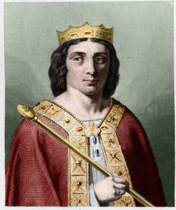 Portrét Childerika II. (v. 653 - 675), krále Austrasie - v „“ Histoire des Francais““ od Lavallee, rytina, sd. od Unknown artist
