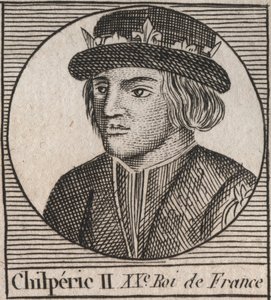 Portrét Chilperika II (asi 670 - 721), krále Neustrije - CHILPERIC II král Franků - rytina z „Instruction sur l