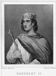 Portrét Dagoberta II. (? -?), krále Austrasie - v „“ Histoire des Français““ od Lavallée, rytina, sd. od Unknown artist