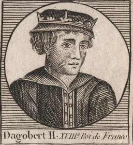 Portrét Dagoberta II., krále franků z roku 711a 716 - Dagobert II. (676-679), král Austrasie - rytina z „Instruction sur l