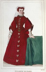 Portrét Alžběty Francouzské 1545 - 1568 Dcera Jindřicha II. a Kateřiny Medicejské (Caterina de Medici) rytina z roku 1830 od Unknown artist