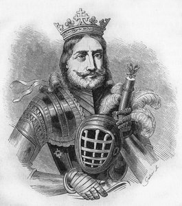 Portrét Etienna IX UroU IV DuUan ve francouzštině, Etienne Douchan (1308 až 1355). Král, pak car Srbů. rytina z roku 1840. od Unknown artist