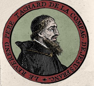 Portrét otce Guye Tacharda, misionáře v Siamu v roce 1685. Rytina z atlasu 17. století od Unknown artist