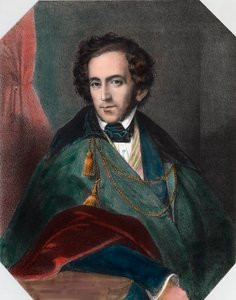 Portrét Felixe Mendelssohna (1809 - 1847), německého dirigenta a skladatele. Rytina 19. století. Soukromá sbírka. od Unknown artist