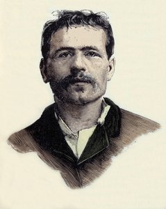 Portrét Francoise Claudia Koenigsteina (1859-1892), francouzského anarchistického teroristického aktivisty. Rytina 19. století od Unknown artist