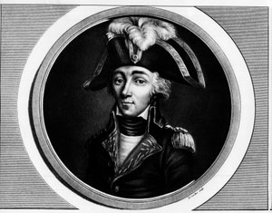 Portrét Francoise Hanriota (1761-1794), francouzského revolucionáře - rytina v „“Kompletní sbírka historických obrazů francouzské revoluce, ve třech svazcích“““ 1804 od Unknown artist