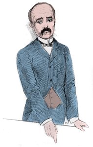 Portrét Georgese Benjamina Clemenceaua (1841-1929) francouzského politika během diskusí o otázce Tonkina a Francie. Gravírování v „“Le Monde Illustré““ od Unknown artist