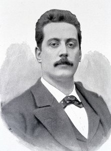 Portrét Giacoma Pucciniho, italského skladatele (1858-1924), rytina 19. století. od Unknown artist