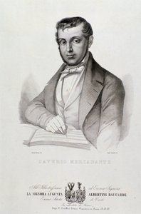 Portrét Giuseppe Saverio Mercadante (1795-1870), italský skladatel litografie. 19. století. Bologna, občanské muzeum hudby od Unknown artist