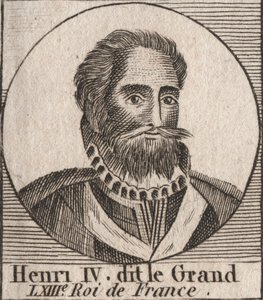 Portrét Jindřicha IV. (1553-1610) Francouzského krále - Portrét Jindřicha IV. (1553-1610) Francouzského krále - rytina z „Instruction sur l