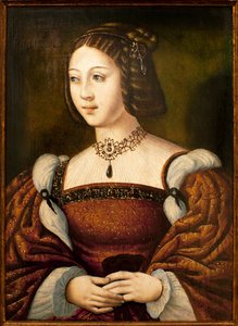 Portrét Isabely Portugalské (1503-1539) - Obraz anonymního mistra sd cca 1526, olej na dřevě 40 x 29 cm, polovina 16. století (Portrét Isabely de Portugal, od neznámého mistra, olej na panelu, střed ze 16. století) - Muzeum An od Unknown artist