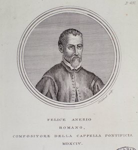 Portrét italského skladatele Felice Aneria (rytina od Unknown artist