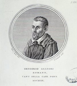 Portrét italského skladatele Gregoria Allegriho (1582-1652) Rytina. 1629. Bologna, občanské bibliografické museum od Unknown artist