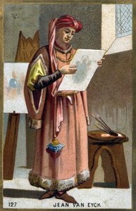 Portrét Jana Van Eycka (1390 -1441) vlámský malíř - čelenka liripipiona. Chromolitografie 19. století. od Unknown artist