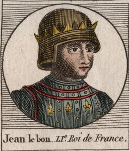 Portrét Jana II. Dobrého (1319-1364), francouzského krále – Portrét Jana II., „Dobrého“ (1319-64) Francouzského krále – rytina z „”Instruction sur l