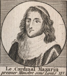 Portrét Julese Mazarina (1602-1661), známého jako kardinál Mazarin, předseda vlády za Ludvíka XIV. - Kardinál Mazarin sloužil jako hlavní ministr Ludvíka XIV. - rytina z „Instruction sur l