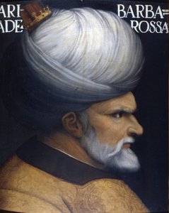 Portrét Khayra Al-Dina Barberousse (1476 -1546), zakladatele se svým bratrem Alžírského regentství, byl vazalem osmanského sultána a spojencem Francie proti Karlu V. Malba 16. století. Muzeum Uffizi, Florencie. od Unknown artist