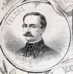 Portrét Laszlo Telekiho (1811-1861), maďarského spisovatele a politika - rytina v „“The Illustrous World““ od Unknown artist