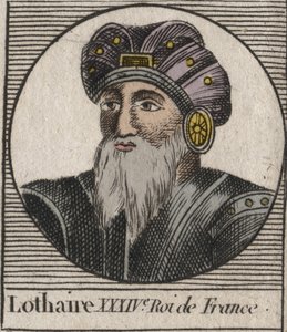Portrét Lothaira (941-986), krále Franků - Lothair (941-986) Francouzský král - rytina z „“Instruction sur l’Histoire de France““ od Charlese Constanta Le Telliera 1821 od Unknown artist
