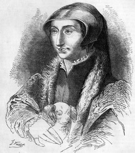 Portrét Markéty Navarrské (Margaréta z Valois, Markétka z Angouleme nebo Markétka Francouzská (1492-1549) královna Navarra a básnířka, sestra Francoise 1. (1553-1615). Rytina 19. století. od Unknown artist