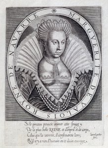 Portrét Marguerite de Valois (1553 - 1615) známé jako královna Margot. Rytina 16. století. Pau, Musee du Chateau od Unknown artist