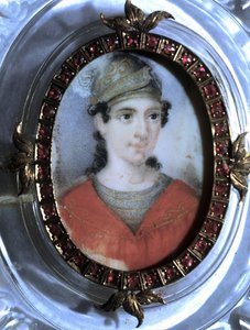Portrét Marie Garciové zvané zpěvačka Malibran (1808-1836). Anonymní miniatura z 19. století. od Unknown artist