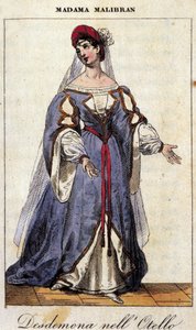 Portrét Marie Garciové zvané zpěvačka Malibran (1808-1836) v roli Desdemone pro „“Othella“ (Otello) od Gioachina Rossiniho. Teatro alla Scala 1833. od Unknown artist