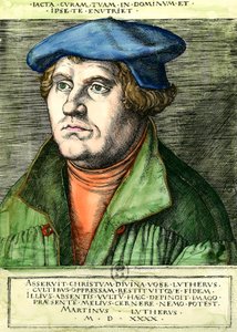 Portrét Martina Luthera (1483-1546) Německý náboženský reformátor Rytina 16. století Soukromá sbírka od Unknown artist