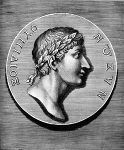Portrét Ovidia v medailonu. Rytina 19. století. Coll Maciet, Knihovna dekorativních umění, Paříž. od Unknown artist