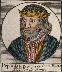 Portrét Pepina III dit Pepin le Brief (714-768) francouzský král - Pepin III (714-768) (Pepin Krátký) král Franků - rytina z „Instruction sur l