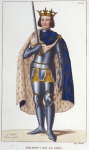 Portrét Filipa V. Dlouhého (1294 - 1322), francouzského krále, rytina z roku 1830 od Unknown artist