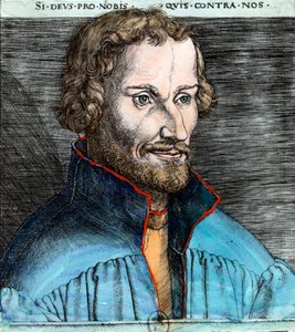 Portrét Philippe Schwarzerd dit Melanchton (1497 - 1560), německý protestantský reformátor (luterán). Rytina 16. století. Soukromá sbírka. od Unknown artist