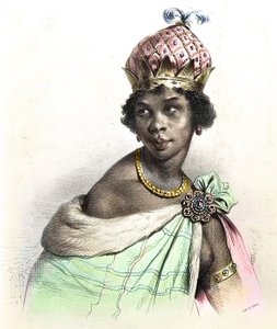 Portrét královny Anny Nzinga nebo Ana de Sousa Nzinga Mbande - Anna Nzinga, Ana de Sousa Nzinga Mbande nebo Njinga Mbandi - Nzinga du Ndongo et Matamba - "" Ginga, Rainha Quilombola de Matamba e Angola "" od Unknown artist