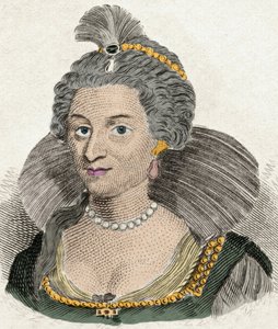 Portrét dánské královny Anny Anglická královna (1574-1619), manželka anglického krále Jakuba I. (1566-1625). Rytina 19. století od Unknown artist