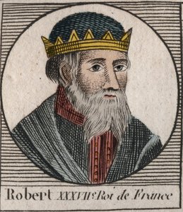 Portrét Roberta I. (asi 860-923), krále Západní Francie v letech 922 až 923 - Robert I., krále Západní Francie v letech 922 až 923 - rytina z „Instruction sur l