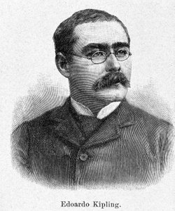Portrét Rudyarda Kiplinga (1865-1936), britského romanopisce a básníka, rytina 19. století. od Unknown artist