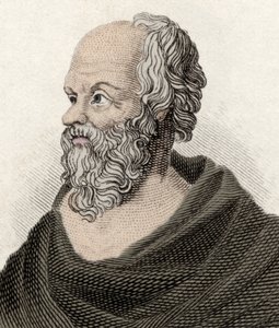 Portrét Sokrata (470-399 př. n. l.), řeckého filozofa. 19. století rytina. od Unknown artist