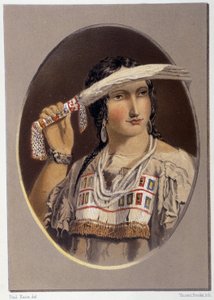 Portrét smíšeného Inda - v „“ Putování umělce mezi indiány Severní Ameriky““ od Paul Kane, Longmans & Roberts, Londýn od Unknown artist