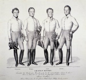Portrét knížat z rodu Kinských z Čech: Christian, Franz, Carl a Anton ( Litografie od Unknown artist