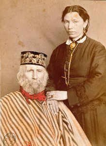 Portrét italského patriota a hrdinů Risorgimento Giuseppe Garibaldi (1807-1882) se svou třetí manželkou Francescou Armosino od Unknown artist