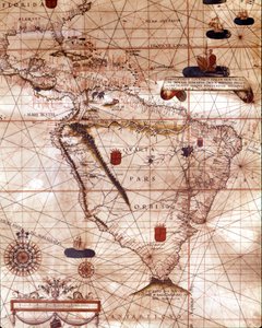 Portulan zastupující Jižní Ameriku patřící Bartolomeu Velhiovi. 1561. od Unknown artist