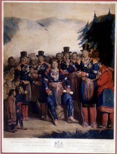 Prezentace nově zvoleného kmene Huronů od Unknown artist