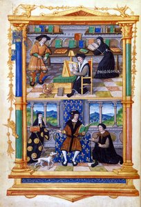 Princ se učí fyzice, filologii, náboženství a údržbě - v „“ Z pokynu prince““ od Guillaume Bude (Budee) (Budaeus) (1467-1540) od Unknown artist