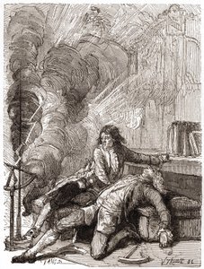 Profesor Georges Guillaume Richmann (1711-1753) zemřel ve své dílně po experimentu s elektroměrem od Unknown artist