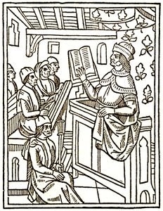 Profesor vyučující z křesla od Unknown artist