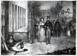 Promenade sur les boulevards v Paříži v 19. století - rytina od Unknown artist