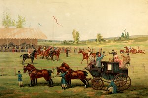 Závodní pole. Barevná chromolitografie konce 19. století. Paříž, dekorativní umění od Unknown artist