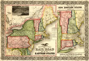 Železniční mapa východních států, Nová Anglie od Unknown Artist