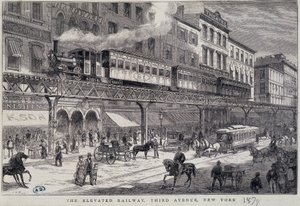 Zvýšená železnice na 3rd Avenue, New York od Unknown artist